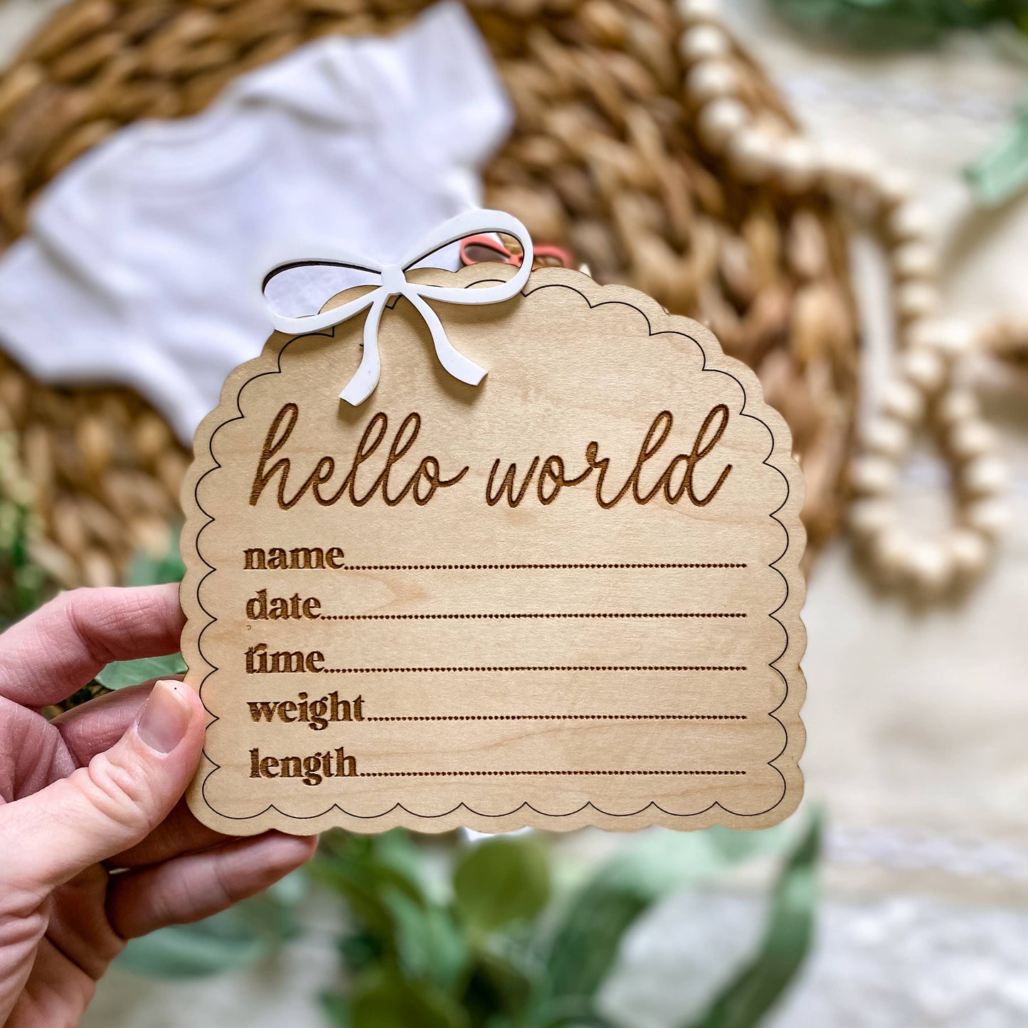 Hello World Birth Stat Coquette Sign