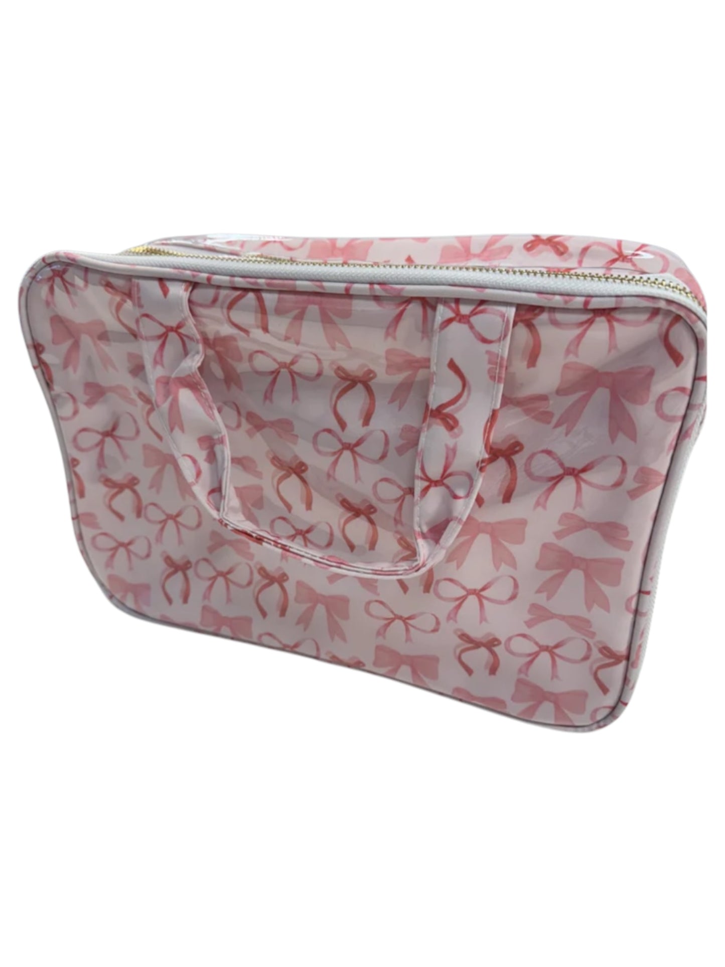 Clear Coat Toiletry Case in Pink Bows