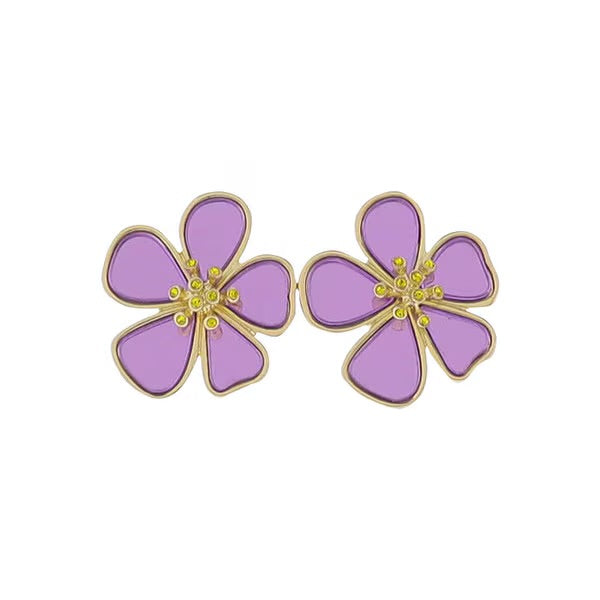 Violet Flower Earrings