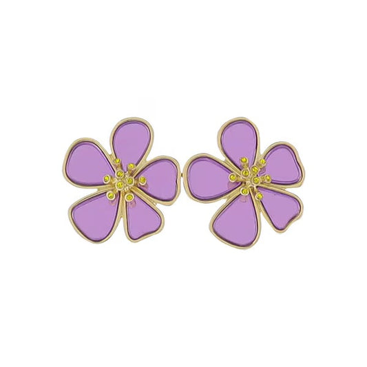 Violet Flower Earrings