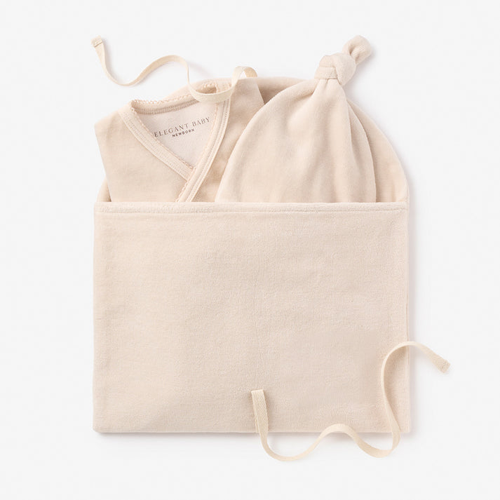 Taupe Velour Welcome to the world bag