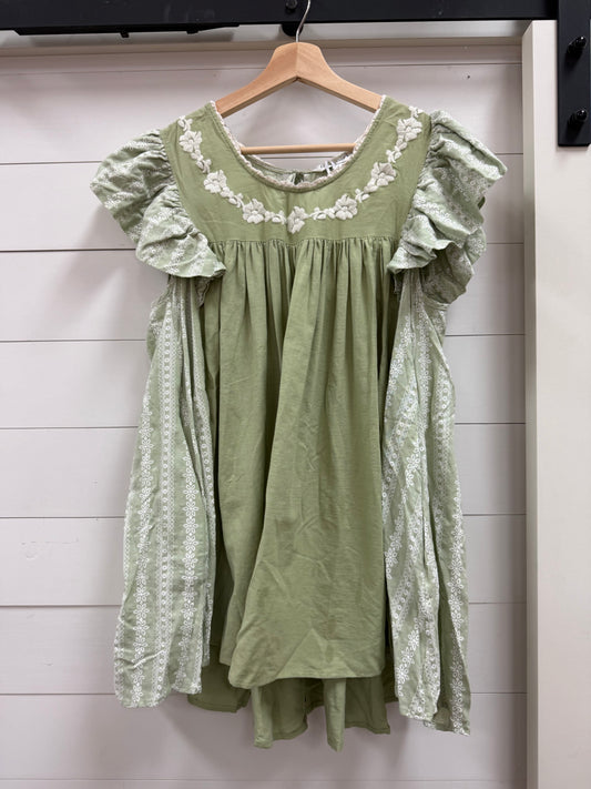 August Rainn Green Ruffle Top