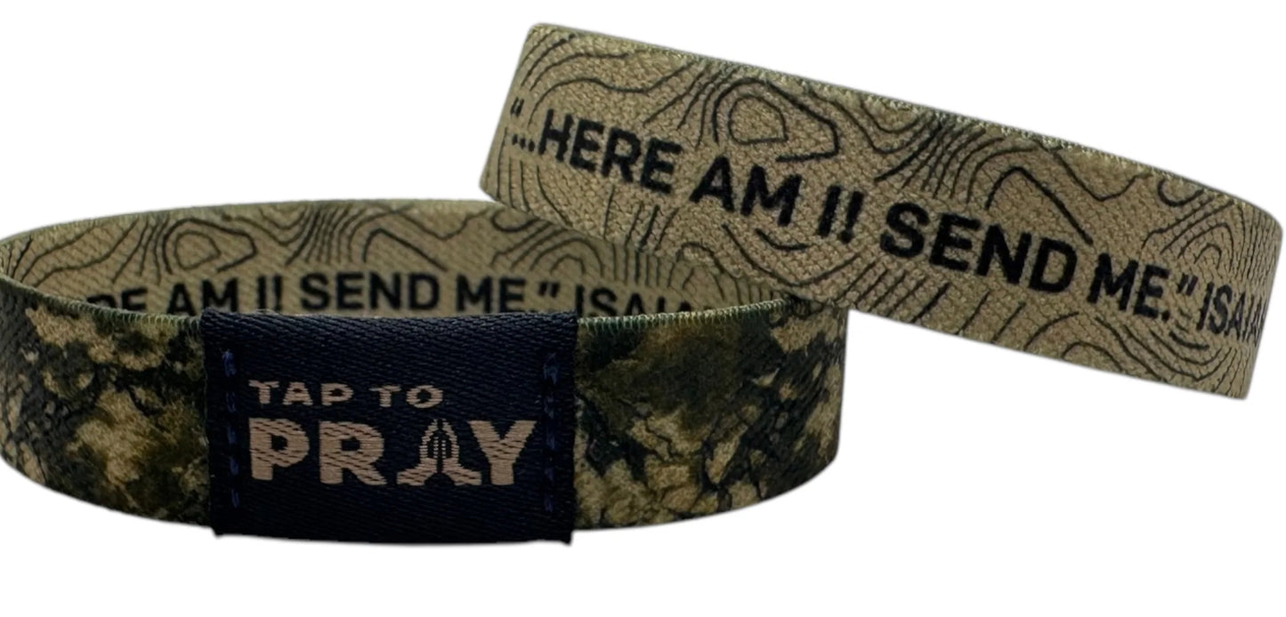 Tap to Pray Wristbands- Valor Camo & Isaiah 6:8