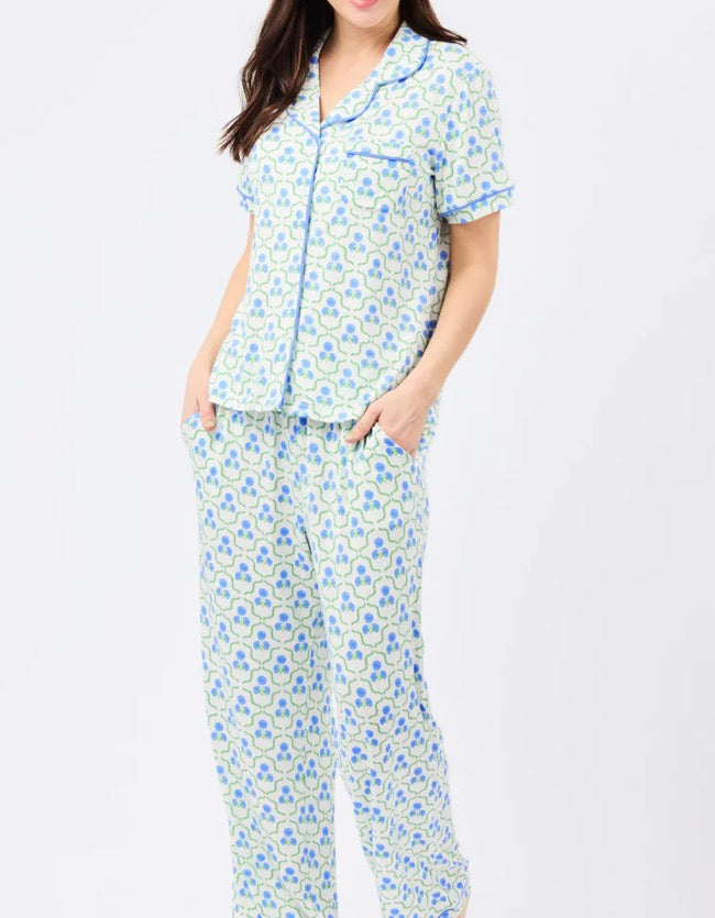 Women's Charlotte Pants Set | Sweetbriar Lattice Blue