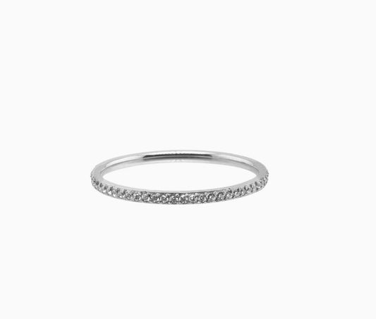 Silver Dainty Diamond Ring Band