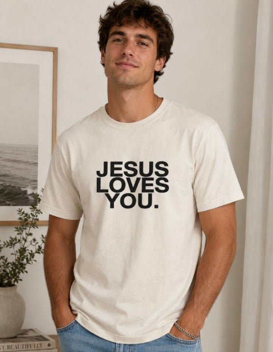 Sand Tan »Jesus Loves You« Tee