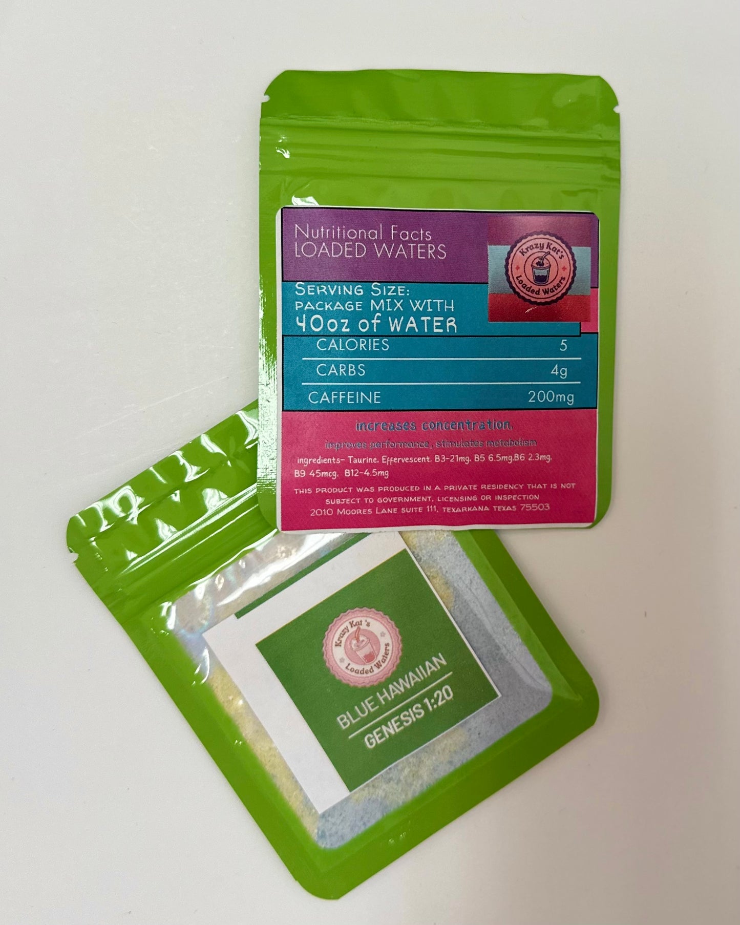 Caffeine Loaded Water Packets