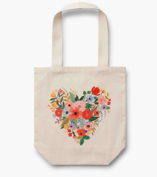 Floral Heart Canvas Tote Bag