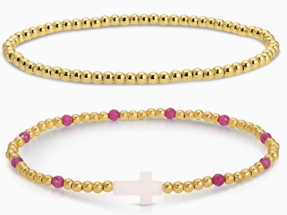 Cross Beaded Bracelet Charm Set