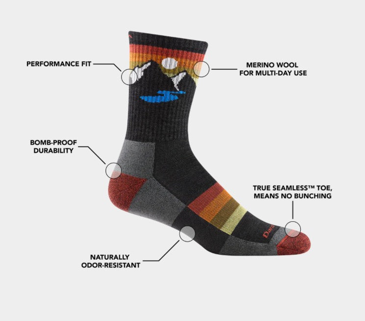 Sunset Ridge Micro Crew Charcoal Hiking Socks