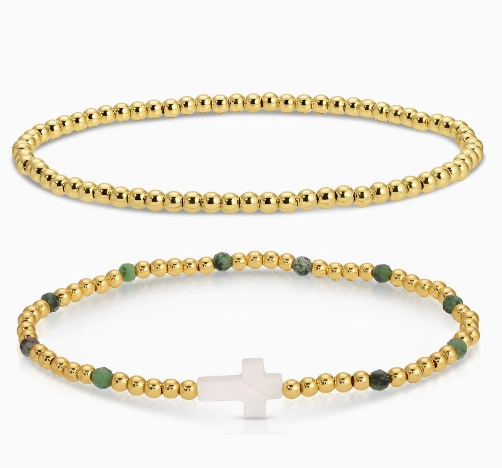 Cross Beaded Bracelet Charm Set