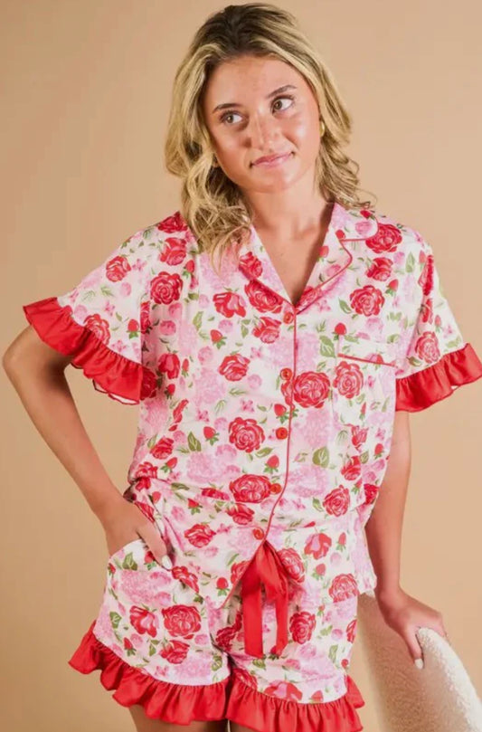 Rose Garden Pajama Shorts Set