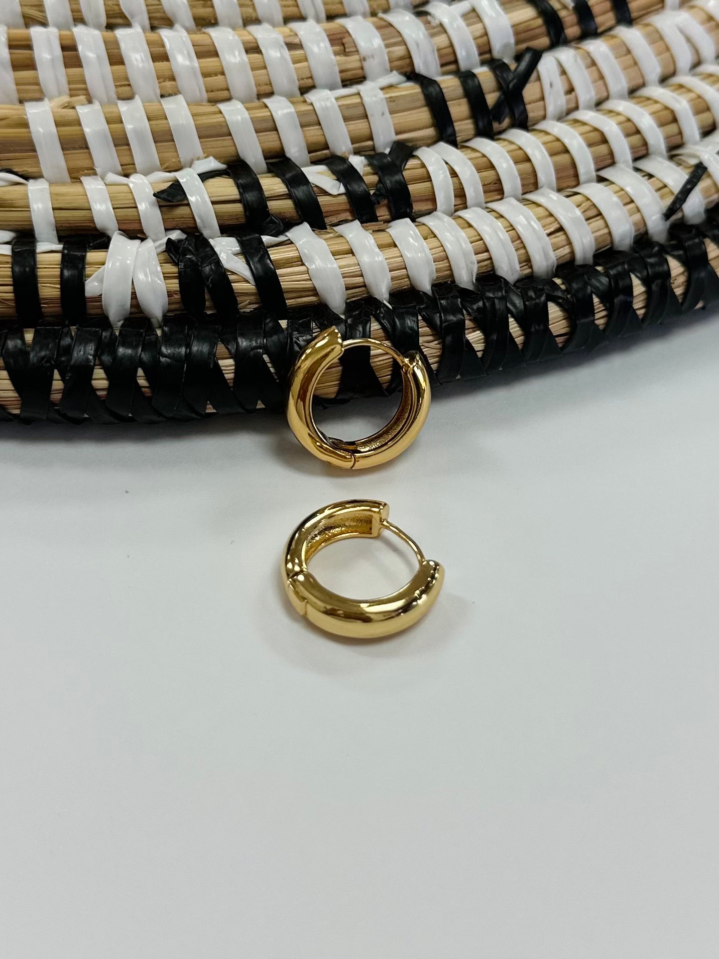 Wide Gold Huggie Earrings