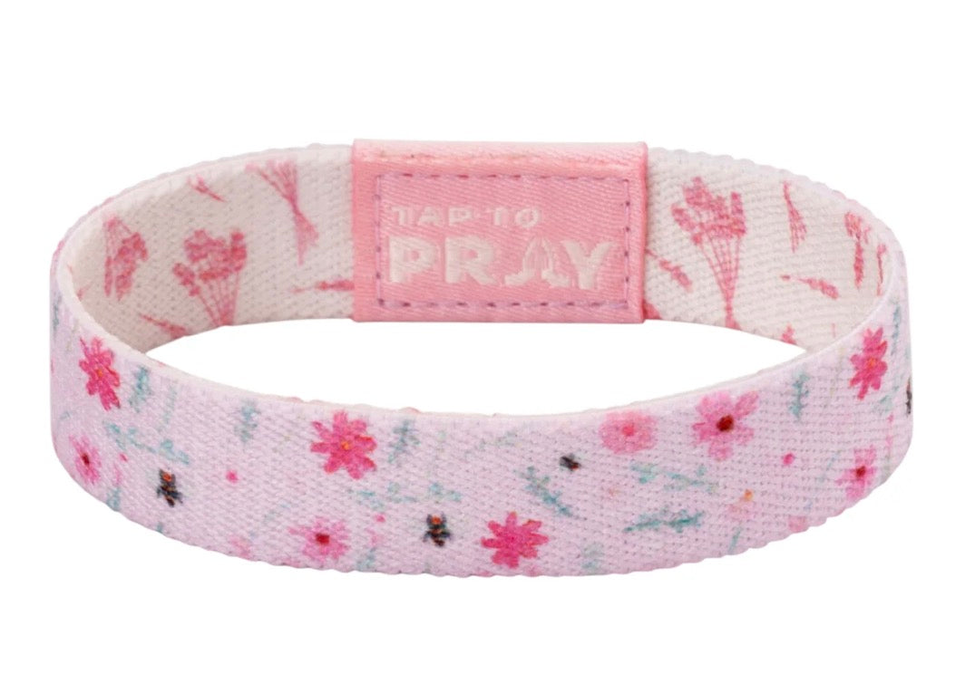 Tap To Pray Wristband: Pink Meadows