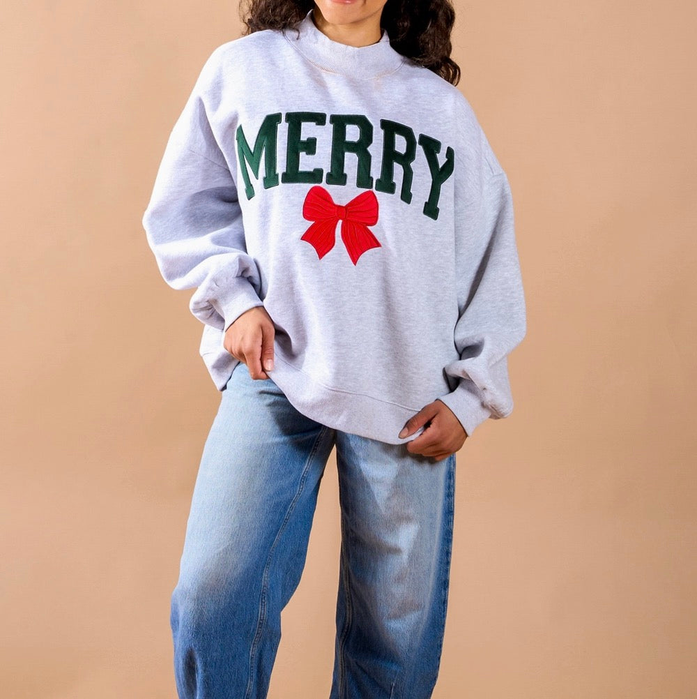 Merry Bow Mockneck Sweatshirt