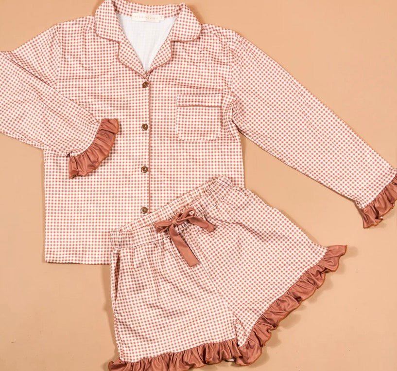 Maple Gingham Pajama Short Set