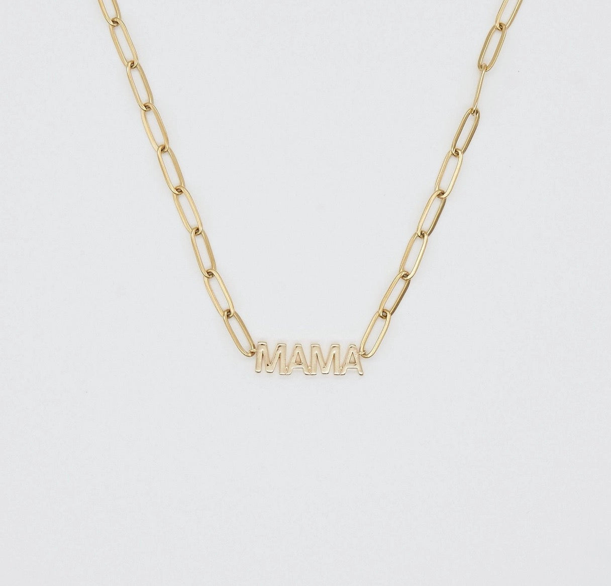 Gold Mama Paperclip Pendant Necklace