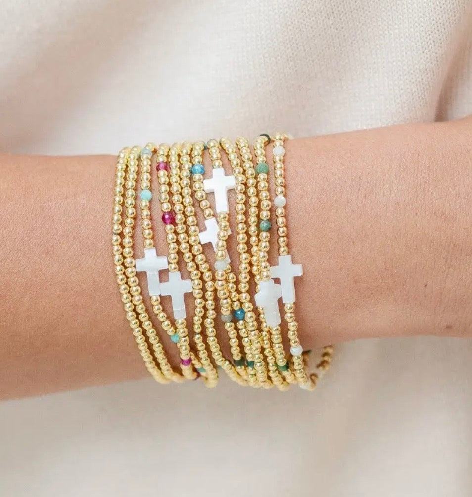 Cross Beaded Bracelet Charm Set