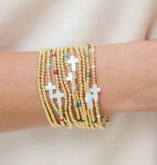 Cross Beaded Bracelet Charm Set