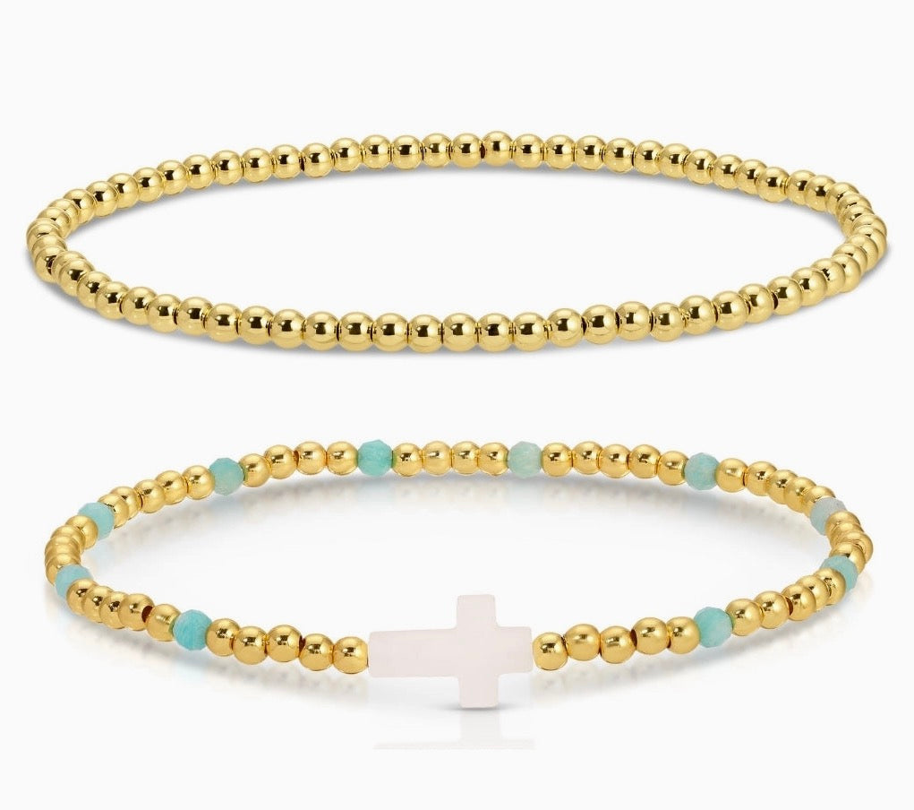 Cross Beaded Bracelet Charm Set