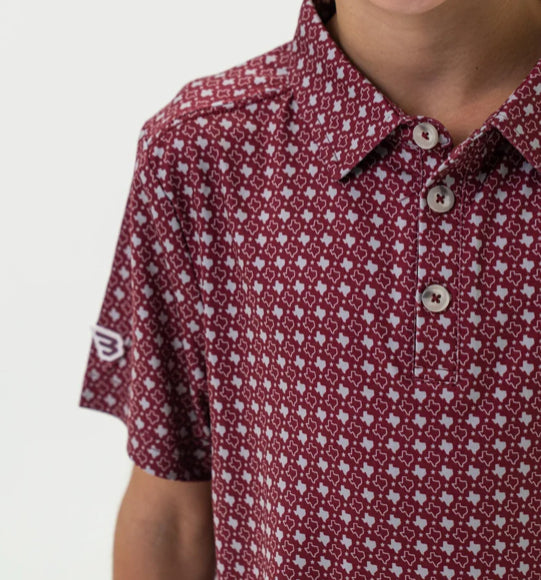 Texas Maroon & Grey Youth Polo