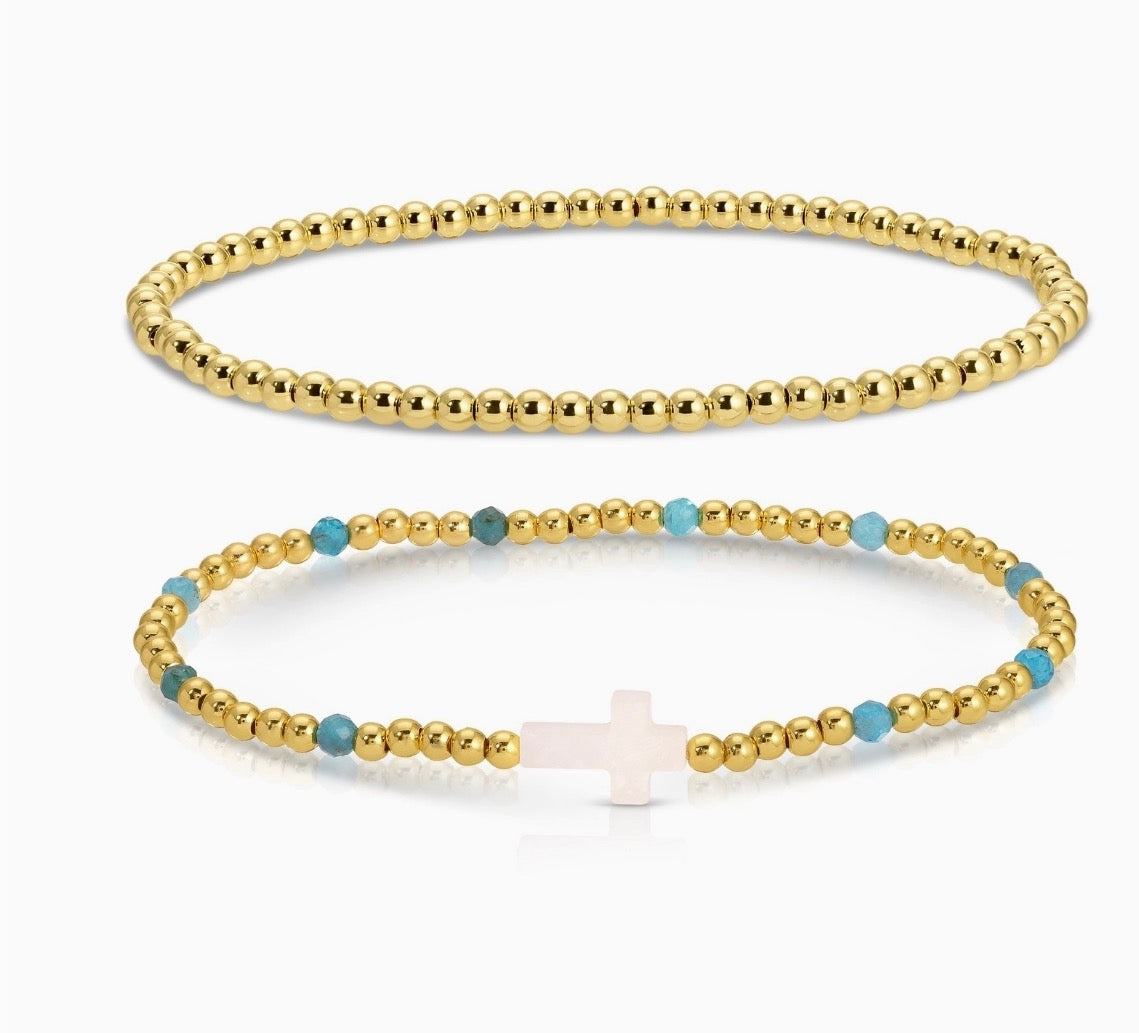 Cross Beaded Bracelet Charm Set