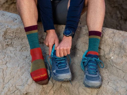 Heady Teal Stripe Micro Crew Hiking Socks