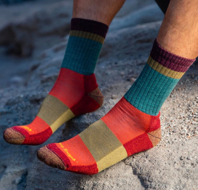 Heady Teal Stripe Micro Crew Hiking Socks