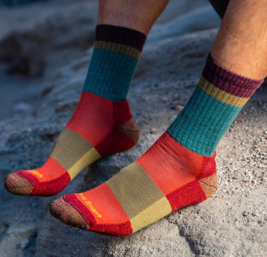 Heady Teal Stripe Micro Crew Hiking Socks