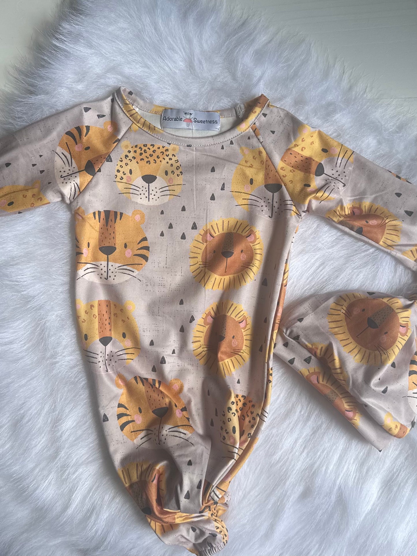 Infant Tiger Head Baby Gown