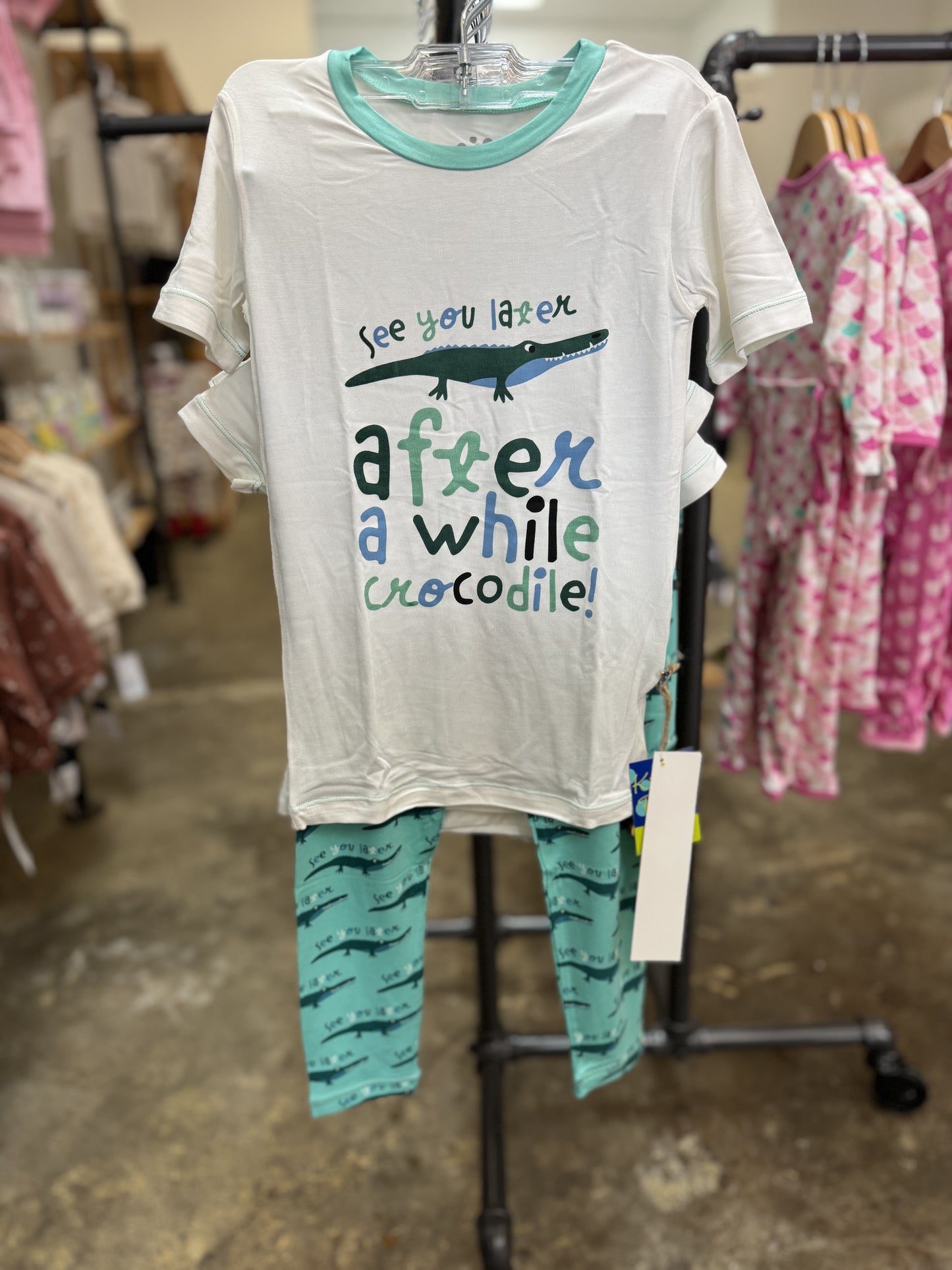 Kickee Pants PJ Set- Glass Later Alligator