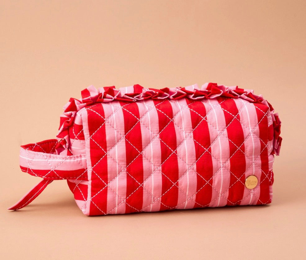 Essentials Quilted Peppermint Stripes Cosmetic Pouch