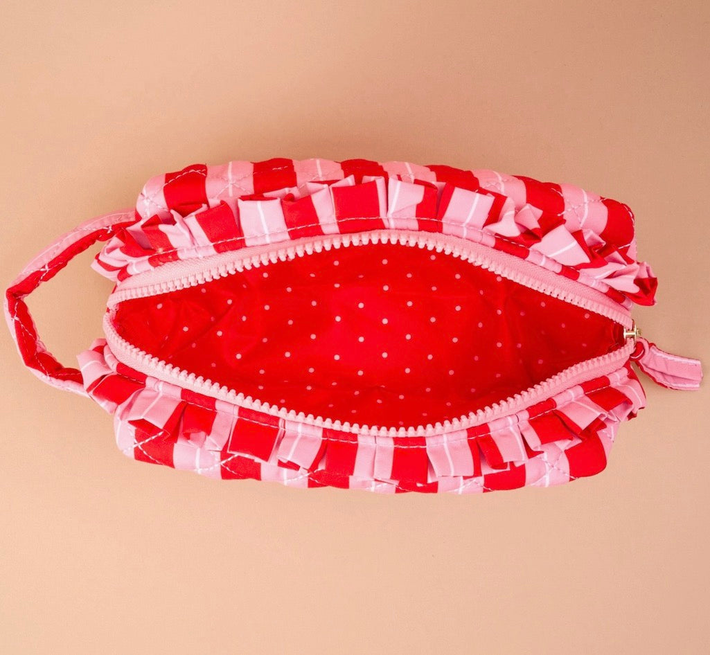Essentials Quilted Peppermint Stripes Cosmetic Pouch