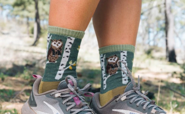 Women's Owl Green Hiking Socks