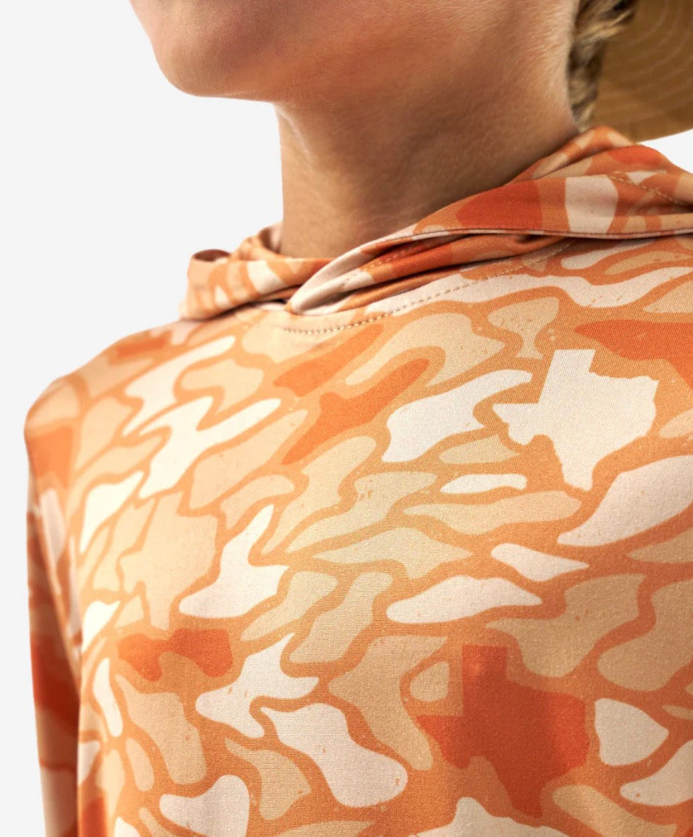Orange Texas Camo Performance Youth Hoodie