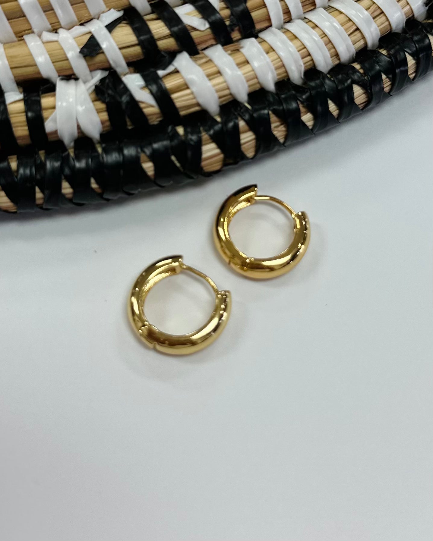 Wide Gold Huggie Earrings