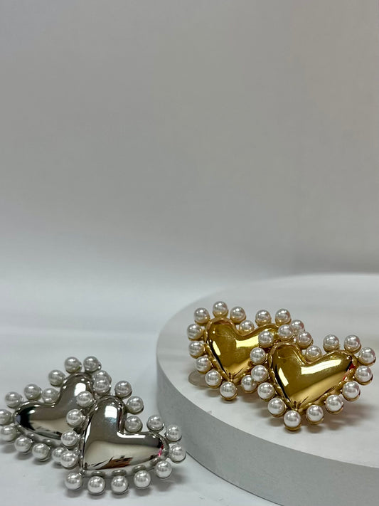 Pearl Heart Earrings