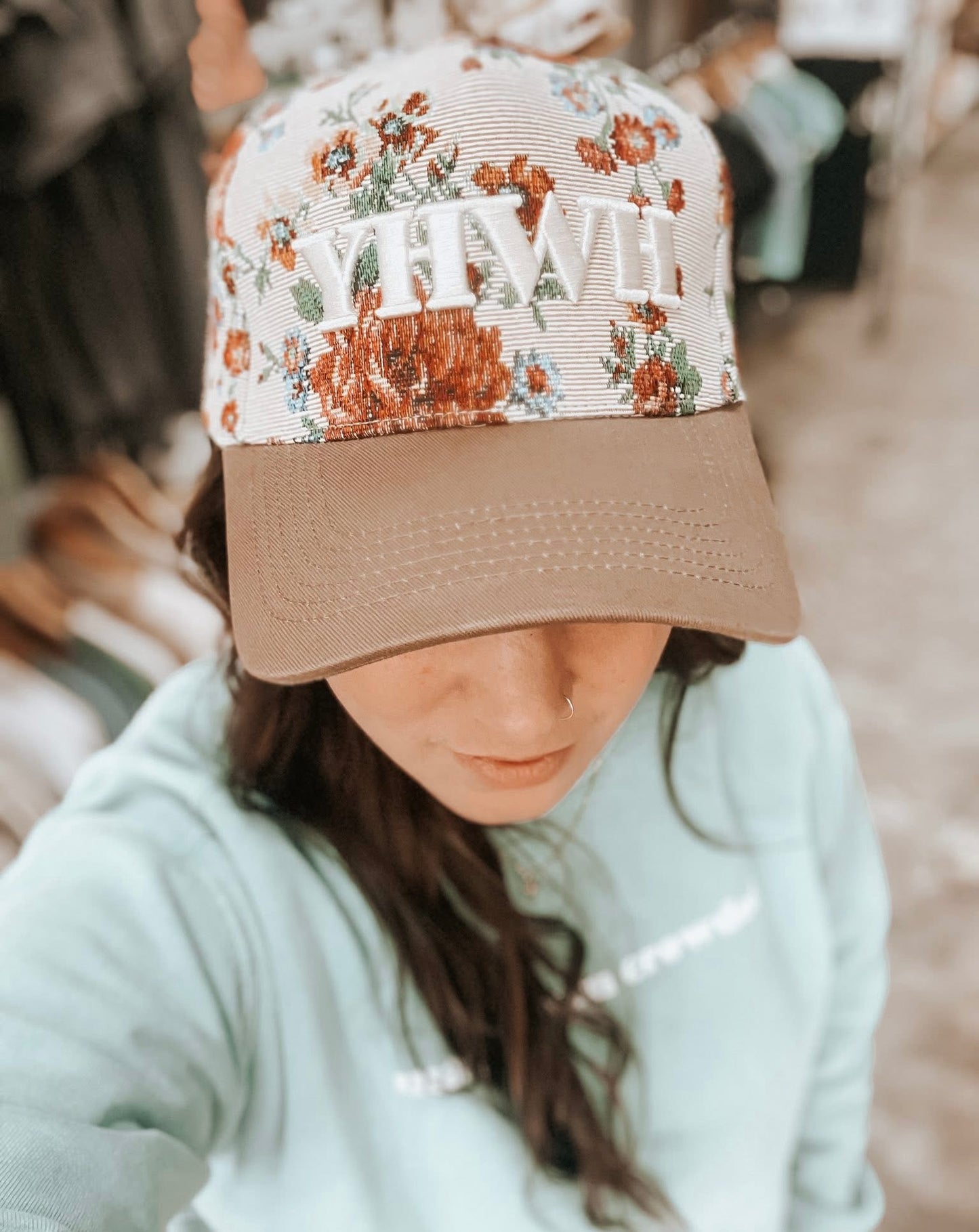 “YHWH” Floral Emborider Hat