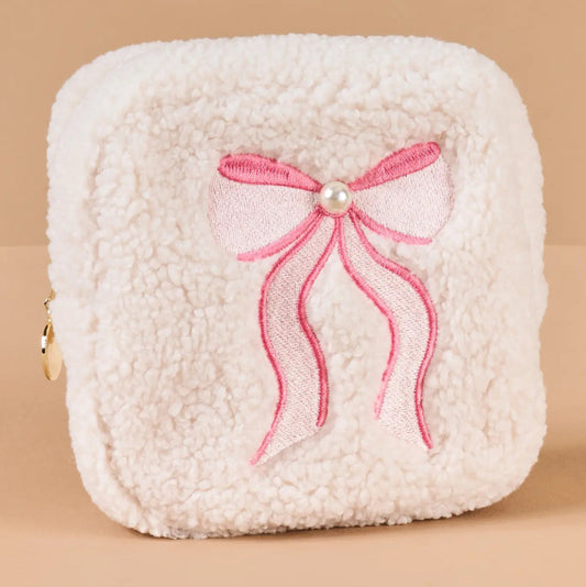 Square Teddy Pouch- Lovely Bow