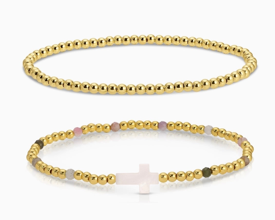 Cross Beaded Bracelet Charm Set