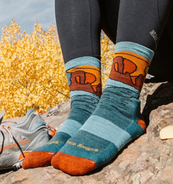 Celeste Micro Crew Teal Hiking Socks