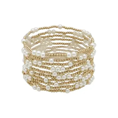 Beaded and Pearl Gold Bracelets