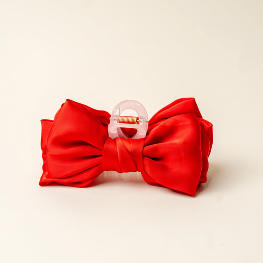 Satin Bow Claw Clip | Red