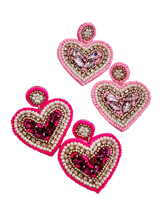 Beaded Heart Earrings