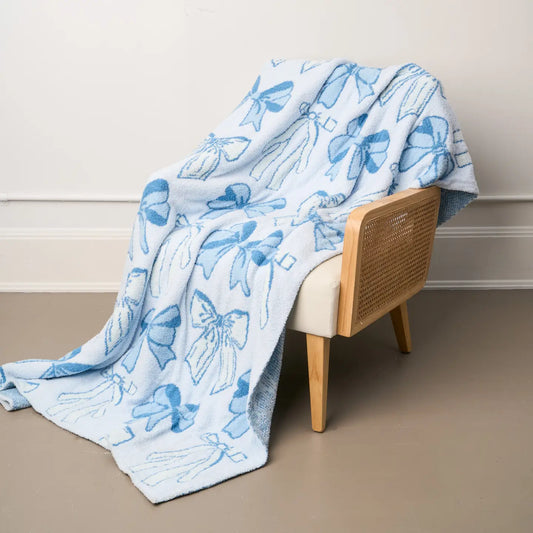 Blushing Bows Blue Blanket