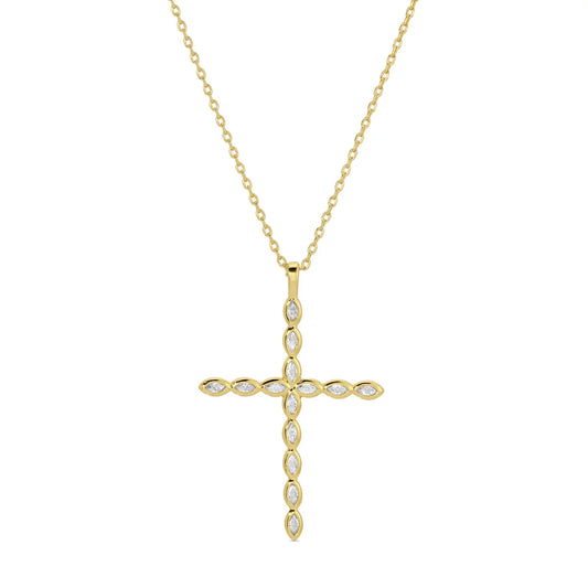 Large CZ Cross Pendant Necklace