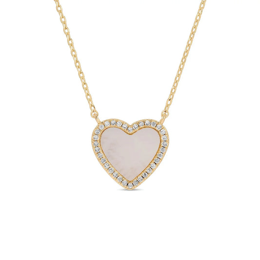 Shell Pavé Heart Necklace