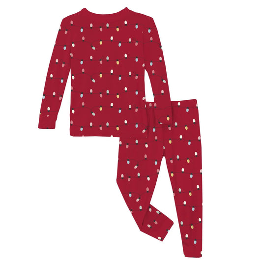 Crimson Holiday Lights Pajama Set