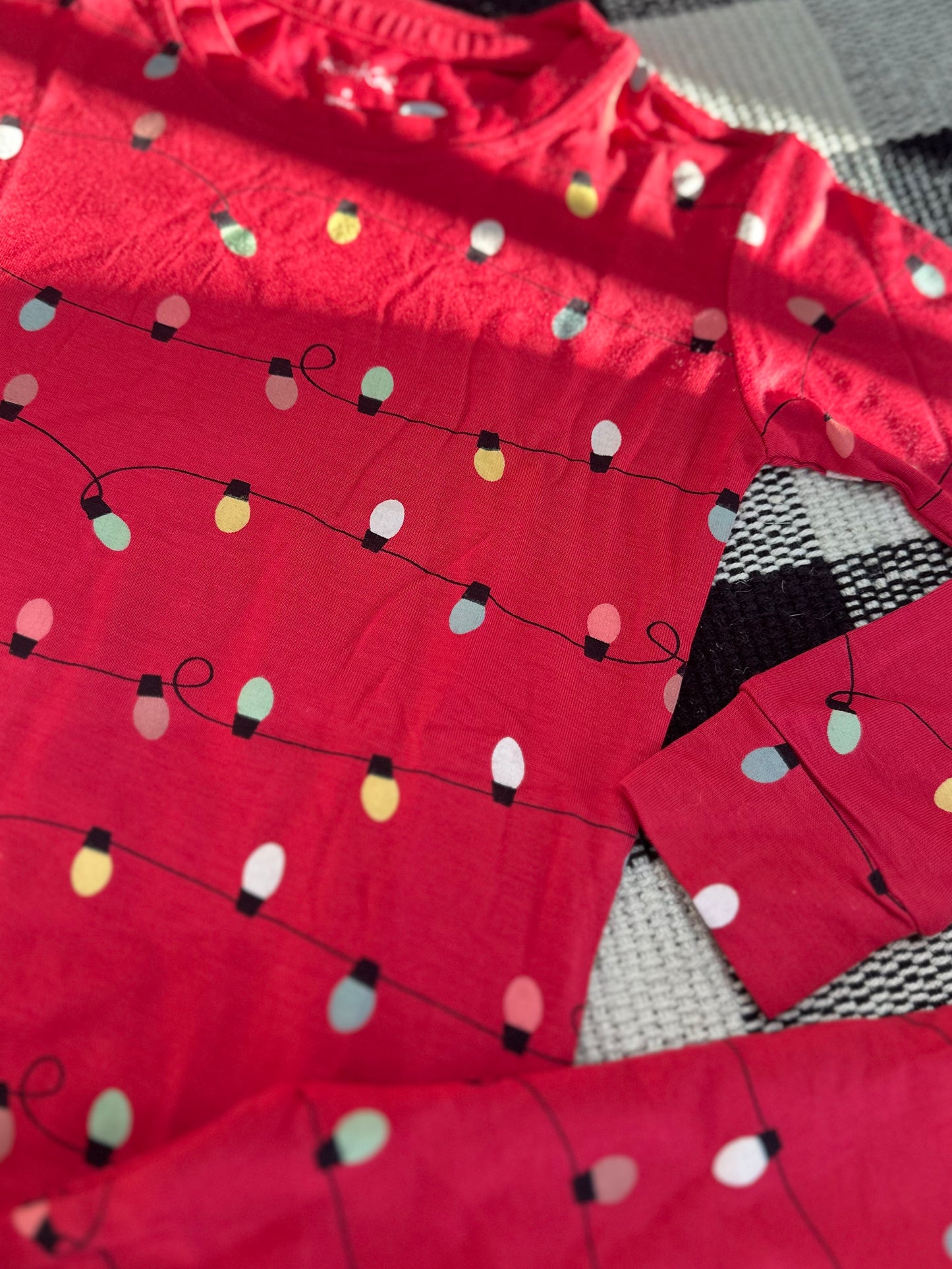 Crimson Holiday Lights Pajama Set
