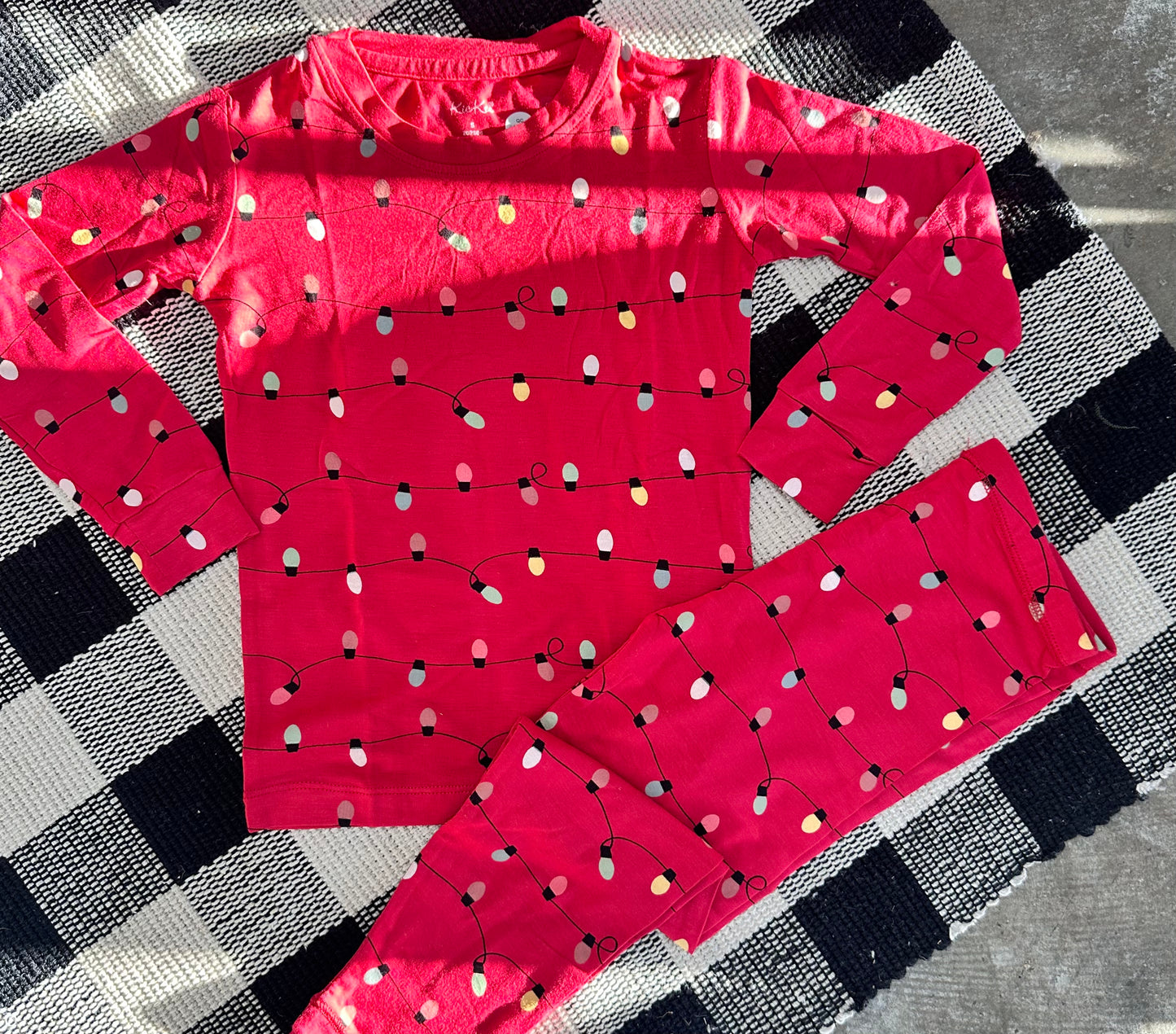 Crimson Holiday Lights Pajama Set